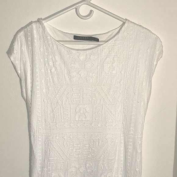 Ralph Lauren White Sheath Dress with Lace Overlay - Picture 2 of 3